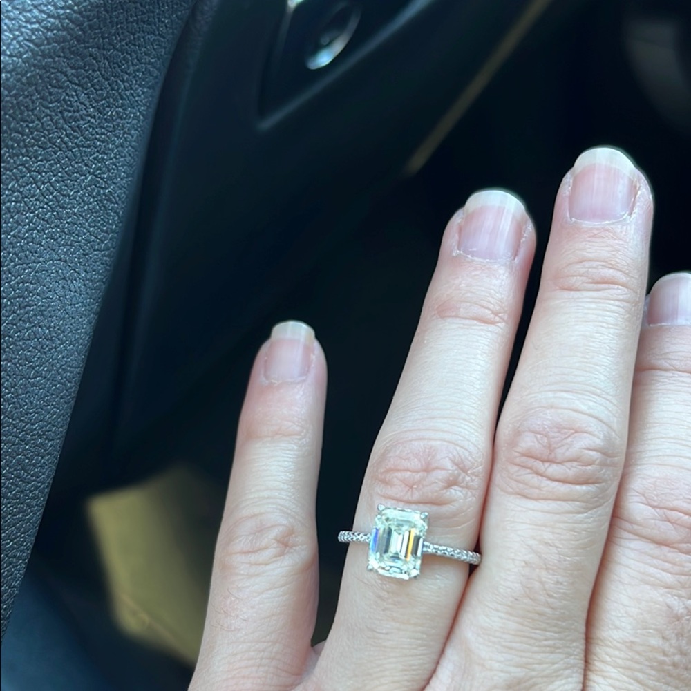 Silver Emerald Cut Ring with Moissanite 3 carat - Picture 4 of 5